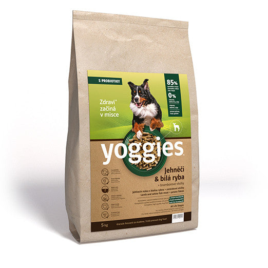 5kg Yoggies Jehněčí maso&bílá ryba, granule lisované za studena s probiotiky